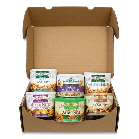 Snack Box Pros Premium Nut Box, Assorted Nuts, 7.5-8 oz Cans, PK6 70000019